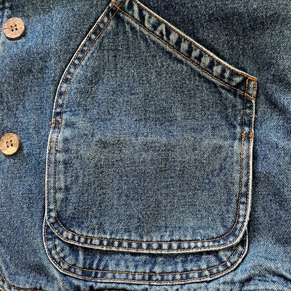 Blue Denim Jean Jacket with Tan Collar - Picture 4 of 14